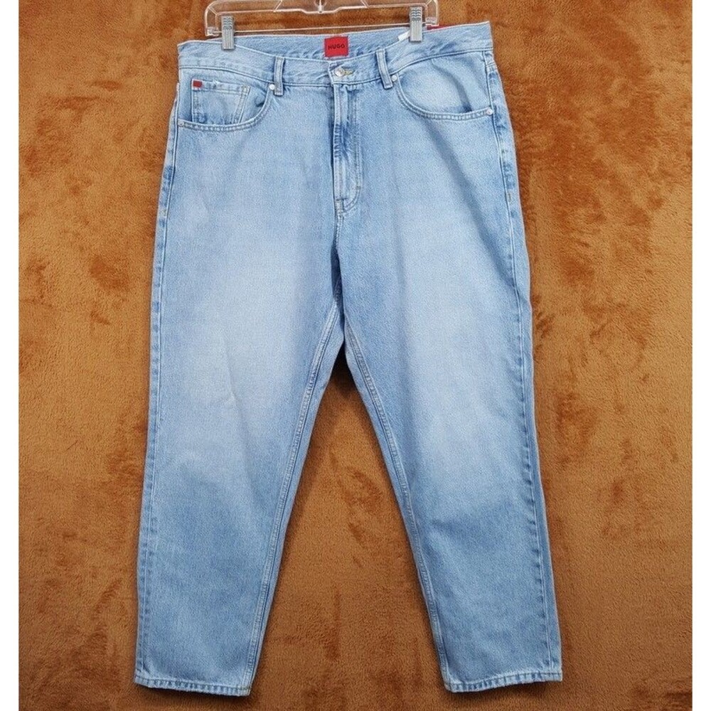 HUGO BOSS Jeans Mens Size 36x32 Blue Medium Wash Relaxed Tapered Leg 838